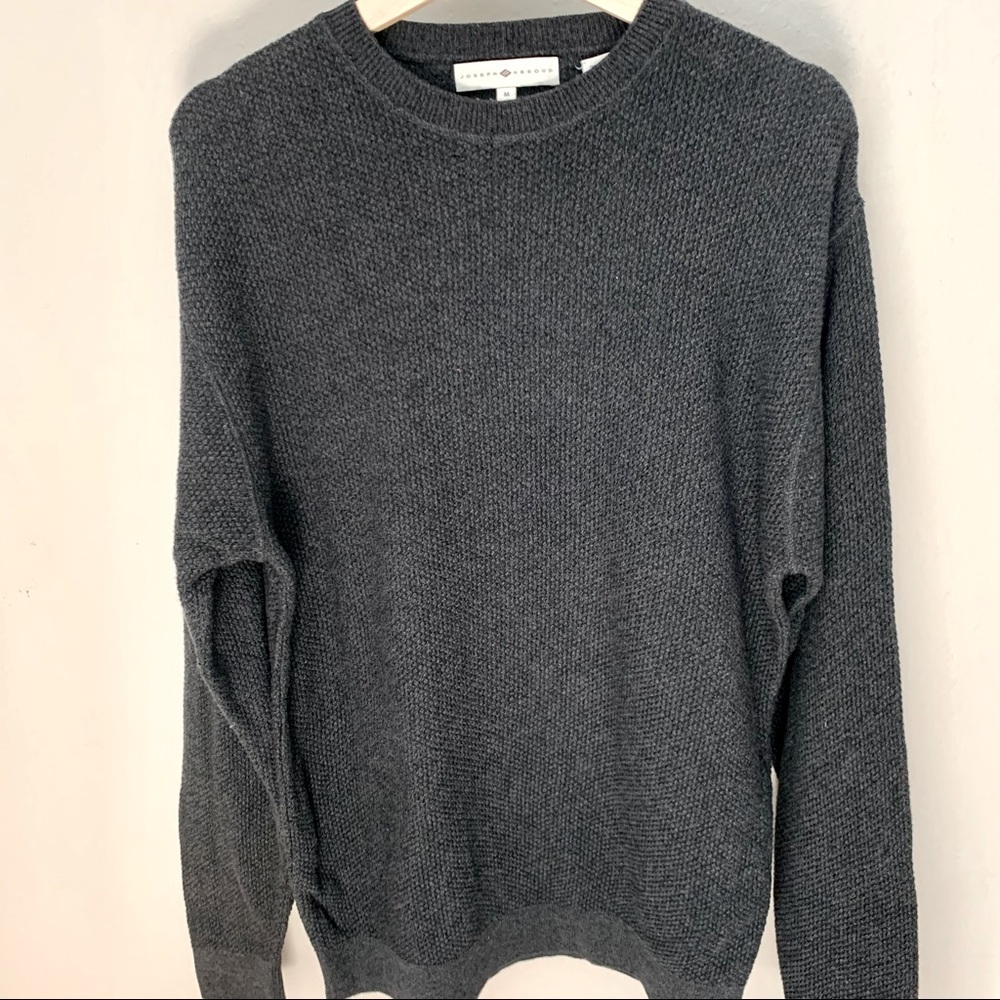 JOSEPH ABBOUD Crewneck Sweater 100% Cotton Textured Knit Grey Pullover Size M - Picture 12 of 14